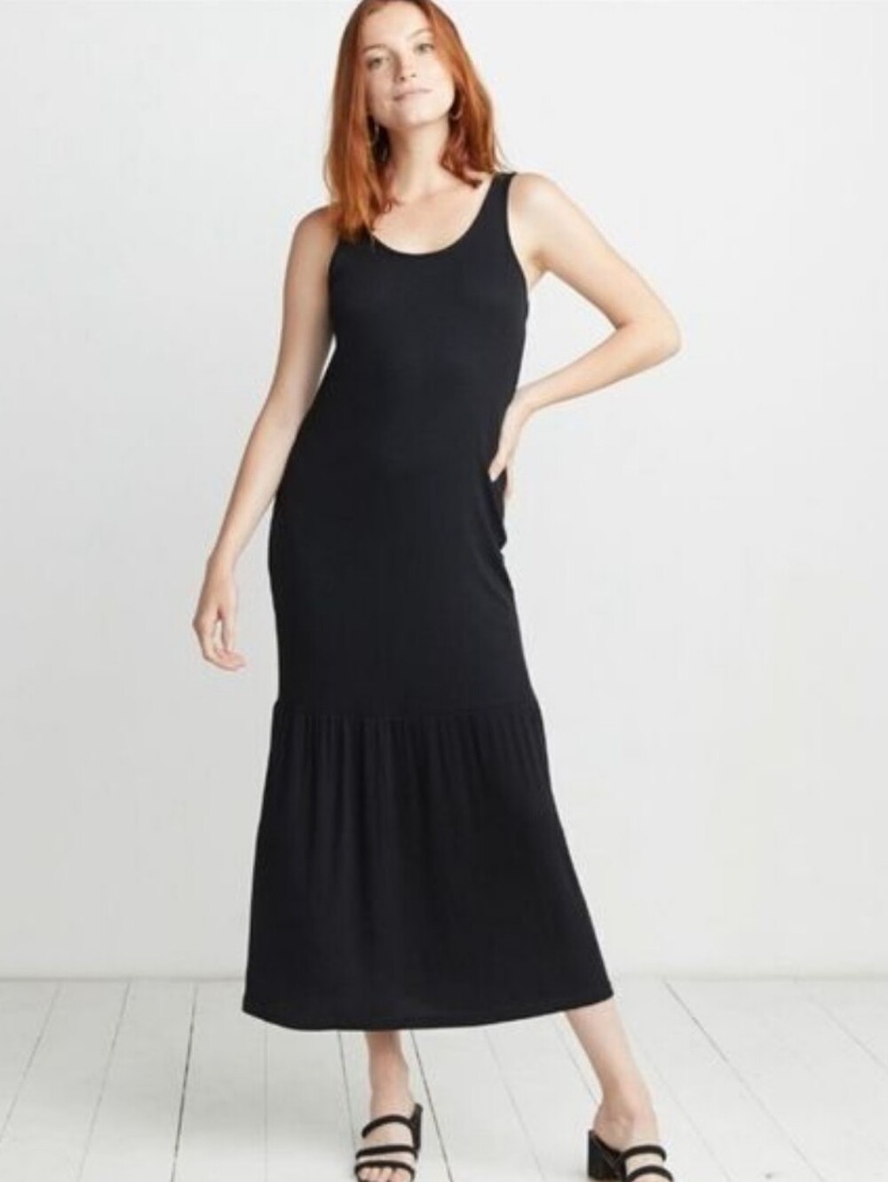 Marine Layer Black Sleeveless Scoop-Neck Maxi Dress